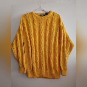 Hunt Club Yellow Cable Knit Crewneck Sweater